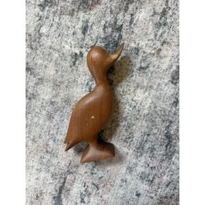 Vintage Hand Carved Wooden Duck Sculpture Teak MCM Denmark 8.5”